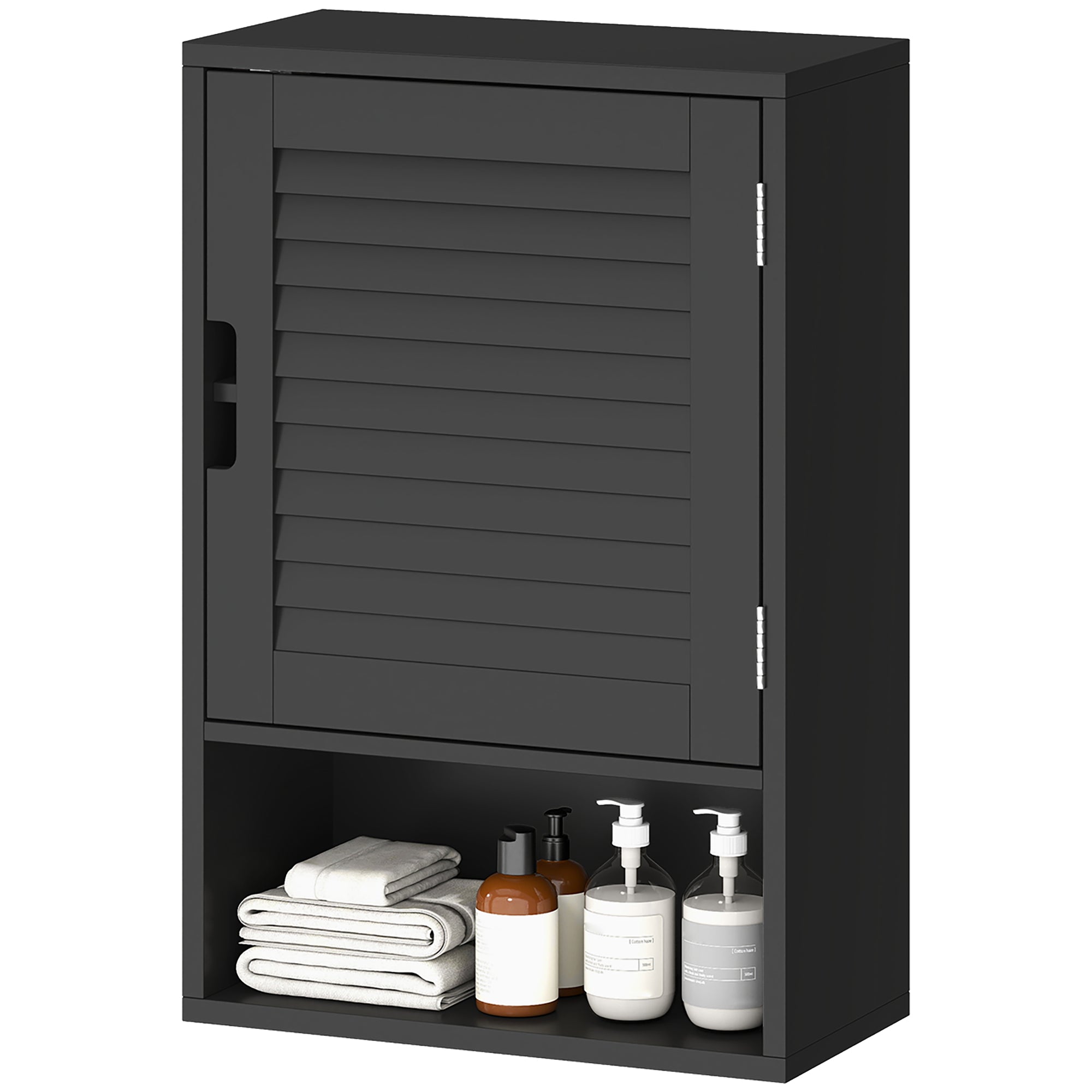 Bathroom Cabinet, Wall Mounted Storage Cabinet with Adjustable Shelves, 40 x 20 x 60 cm, Black