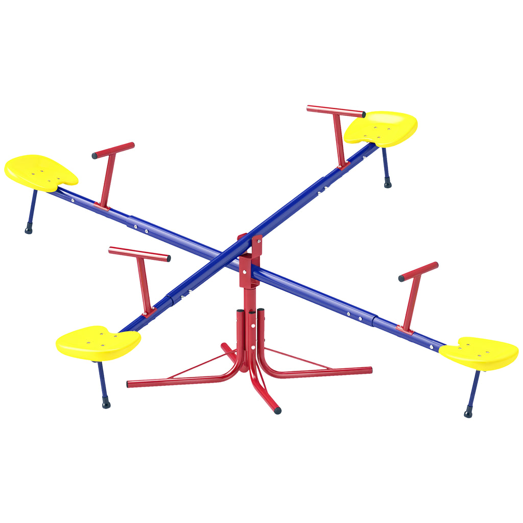 Kids Metal Seesaw Teeter Totter Children's Playground Equipment for Garden Outdoor Indoor Swing, 4 Seats