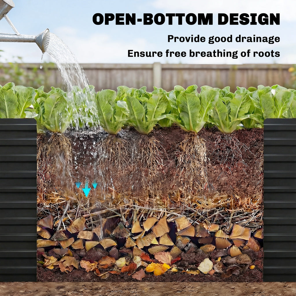 8' x 4' x 2' Raised Garden Bed, Galvanized Planter Box for Growing Flowers, Herbs and Vegetables, Green