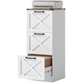 3 Drawer File Cabinet with Silent Slides, Vertical Farmhouse Filing Cabinet Fits Letter/A4 Size Home Office, White