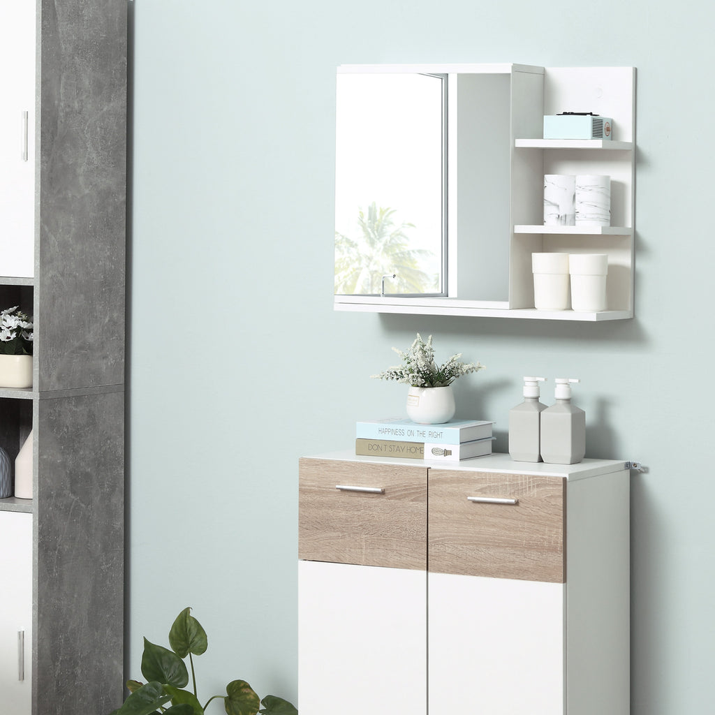 Bathroom Storage Cabinet with Mirror, Wall Mounted Medicine Cabinet with 3 Open Shelves and 2-tier Cupboard