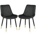 Dining Chairs Set of 2, Modern Kitchen Chair with PU Leather Upholstery and Steel Legs for Living Room, Bedroom, Black