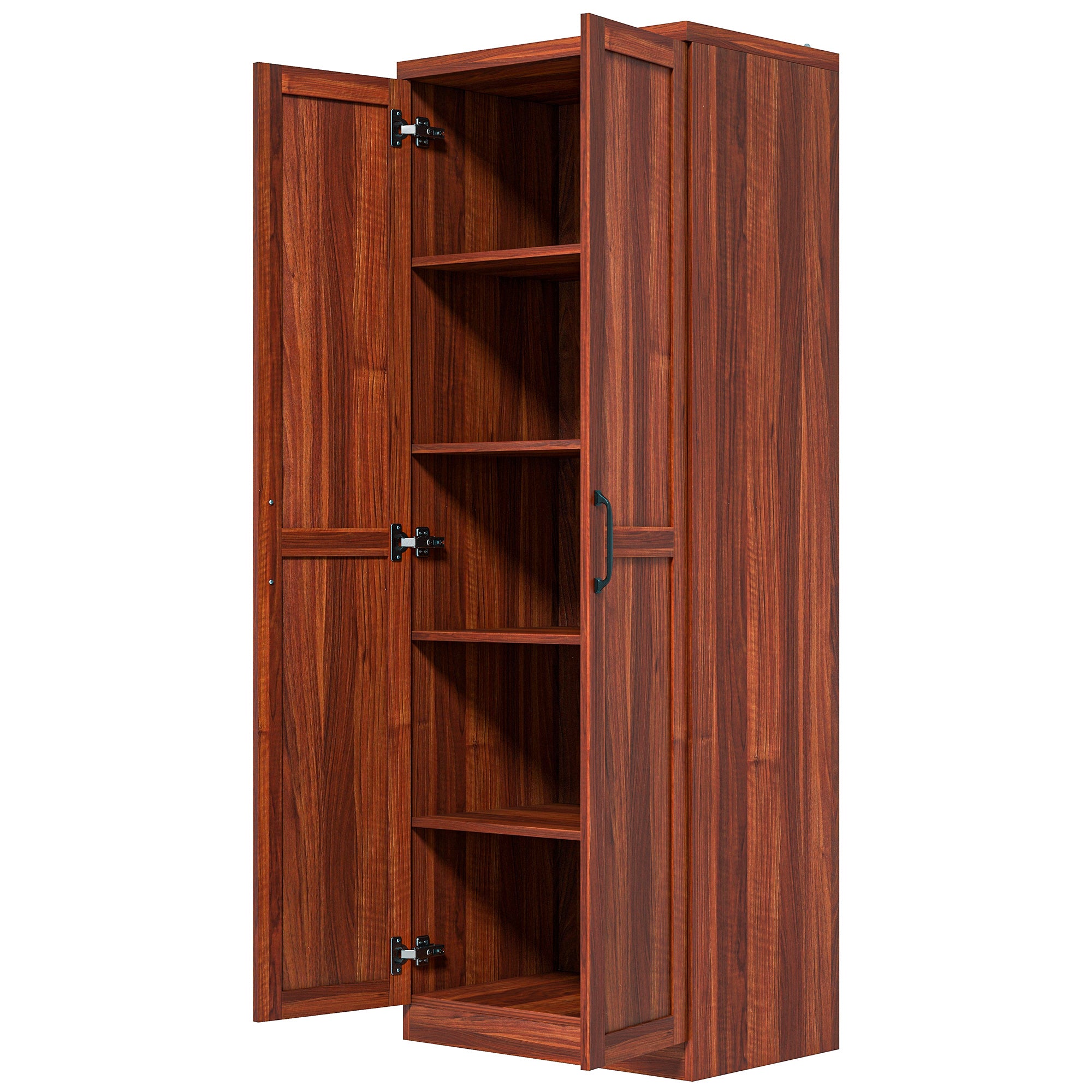 63" Kitchen Storage Cabinet, 5-tier Pantry Cabinet with Doors and Adjustable Shelves for Dining Room, Tan