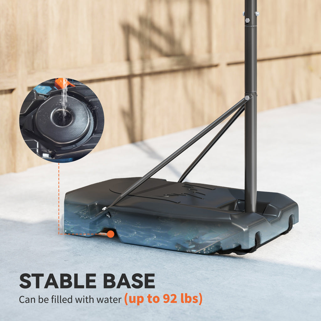 Soozier 4.1-8.5ft Adjustable Basketball Hoop with 33" Shatterproof Board, 18" Rim, Wheels and Fillable Base, for Teens Adults