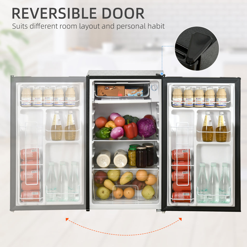 Compact Refrigerator, Mini Fridge with Freezer, Adjustable Shelf, Mechanical Thermostat and Reversible Door, White
