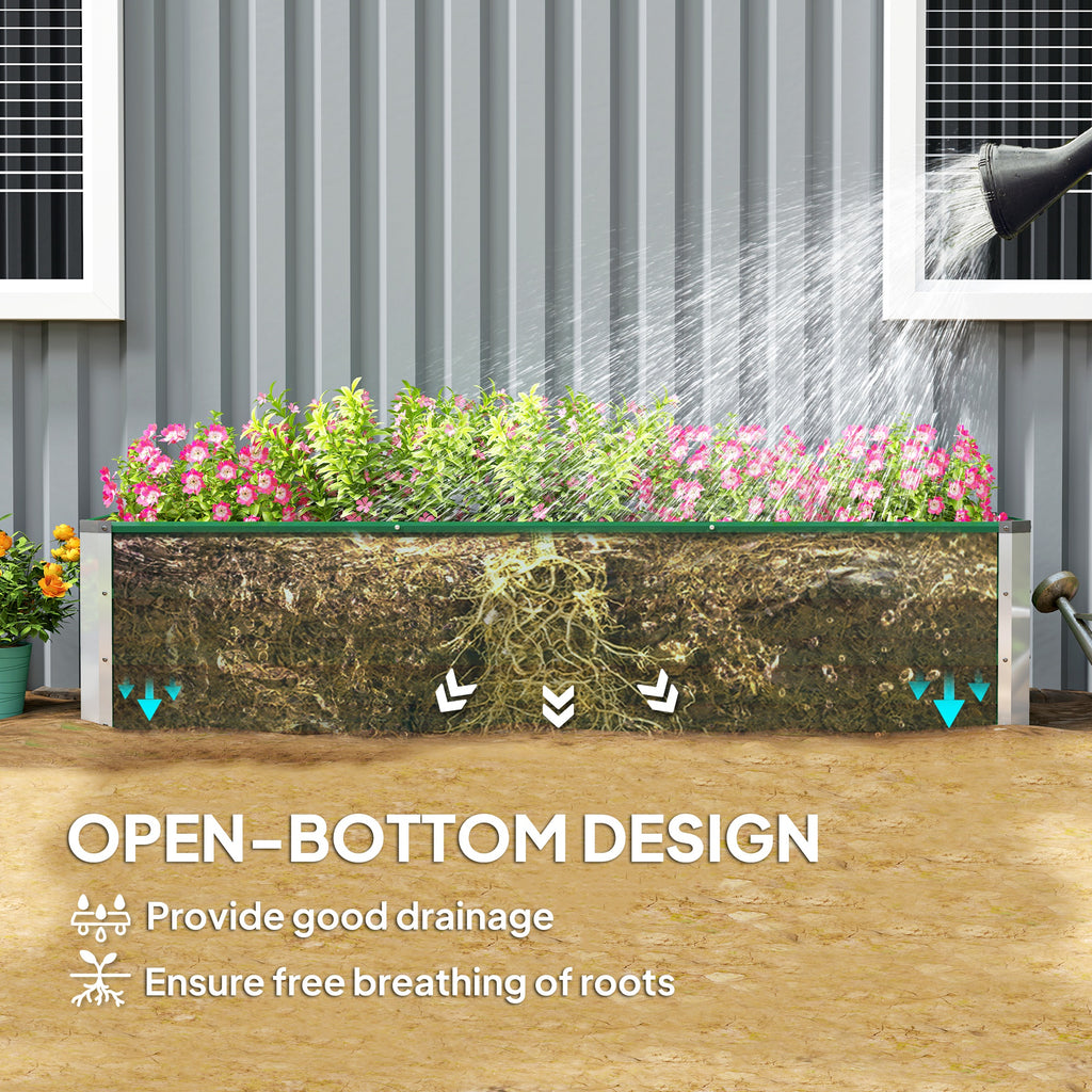 سرير حديقة مرتفع مجلفن 6' × 1.5' × 1.3'، صندوق زارع معدني كبير مرتفع مع قفازات تركيب للفناء الخلفي والباحة لزراعة الخضروات والأعشاب والزهور، أخضر