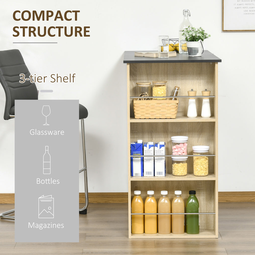 Bar Table Counter Height Dining Table with 3 Storage Shelves for Kitchen, Dining Room, Living Room, Natural