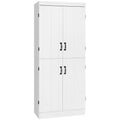70" 4-Door Storage Cabinet, Freestanding Pantry Cabinet with Adjustable Shelves for Living Room, White