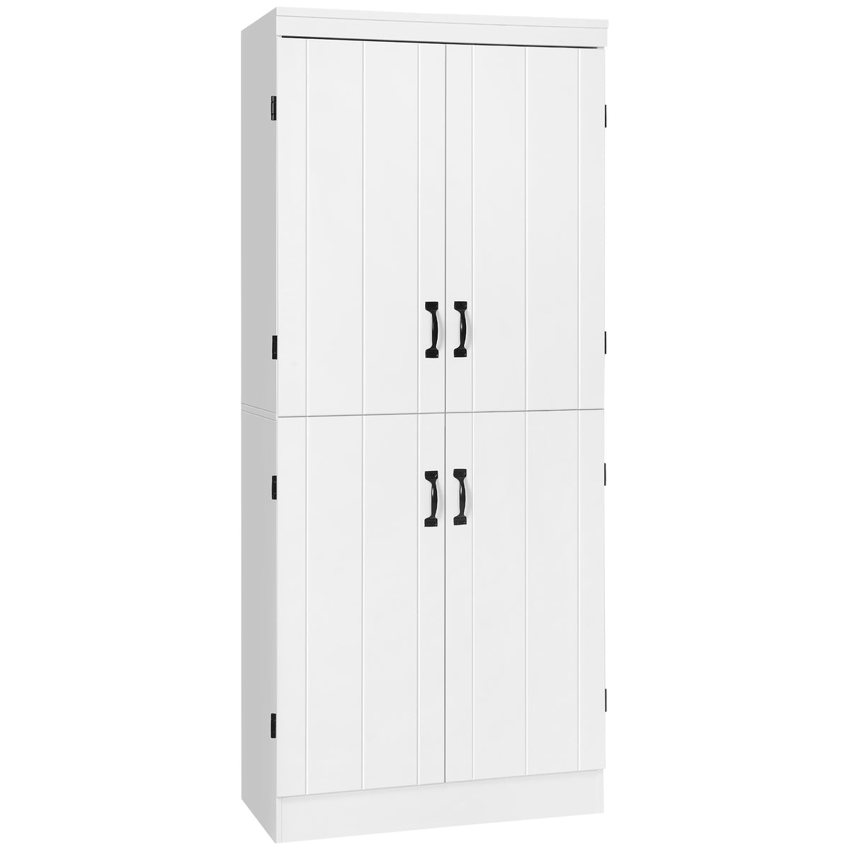 70" 4-Door Storage Cabinet, Freestanding Pantry Cabinet with Adjustable Shelves for Living Room, White