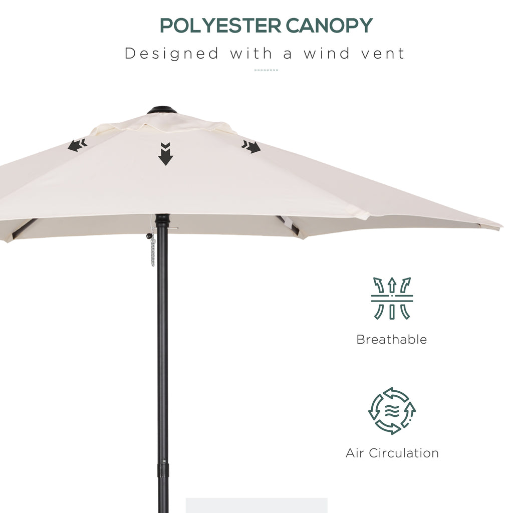 6.6FT Patio Umbrella, Outdoor Parasol with 6 Solid Ribs, Cream White