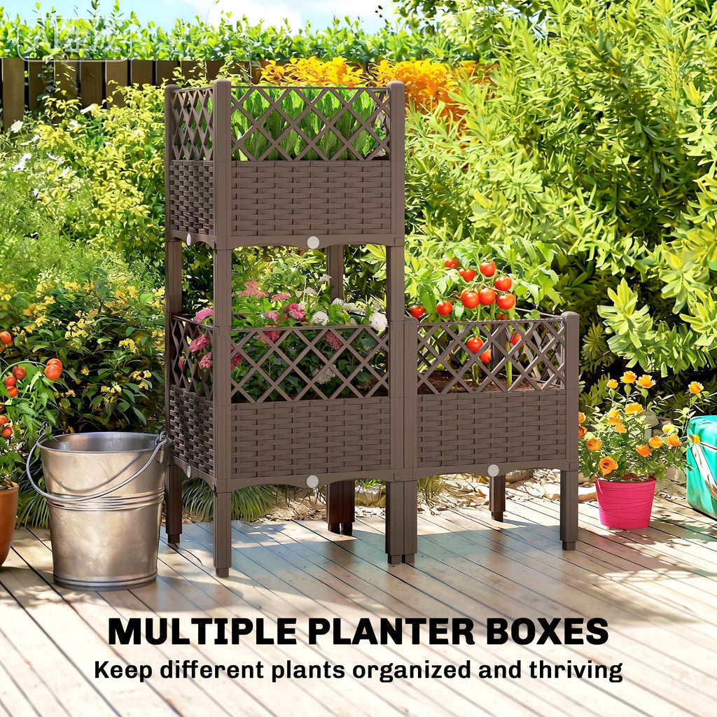 Raised Garden Bed with Legs, Self Watering Elevated Planter Boxes with Drainage Holes, 31.5" x 15.7" x 20.3"