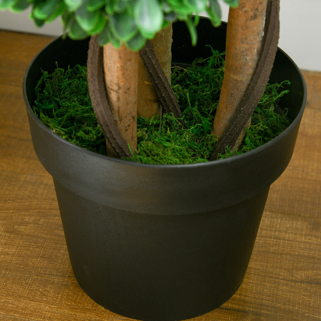 3ft Artificial Tree, Triple Ball Boxwood Topiary with Pot and Sandalwood Leaves, for Indoor Outdoor Home