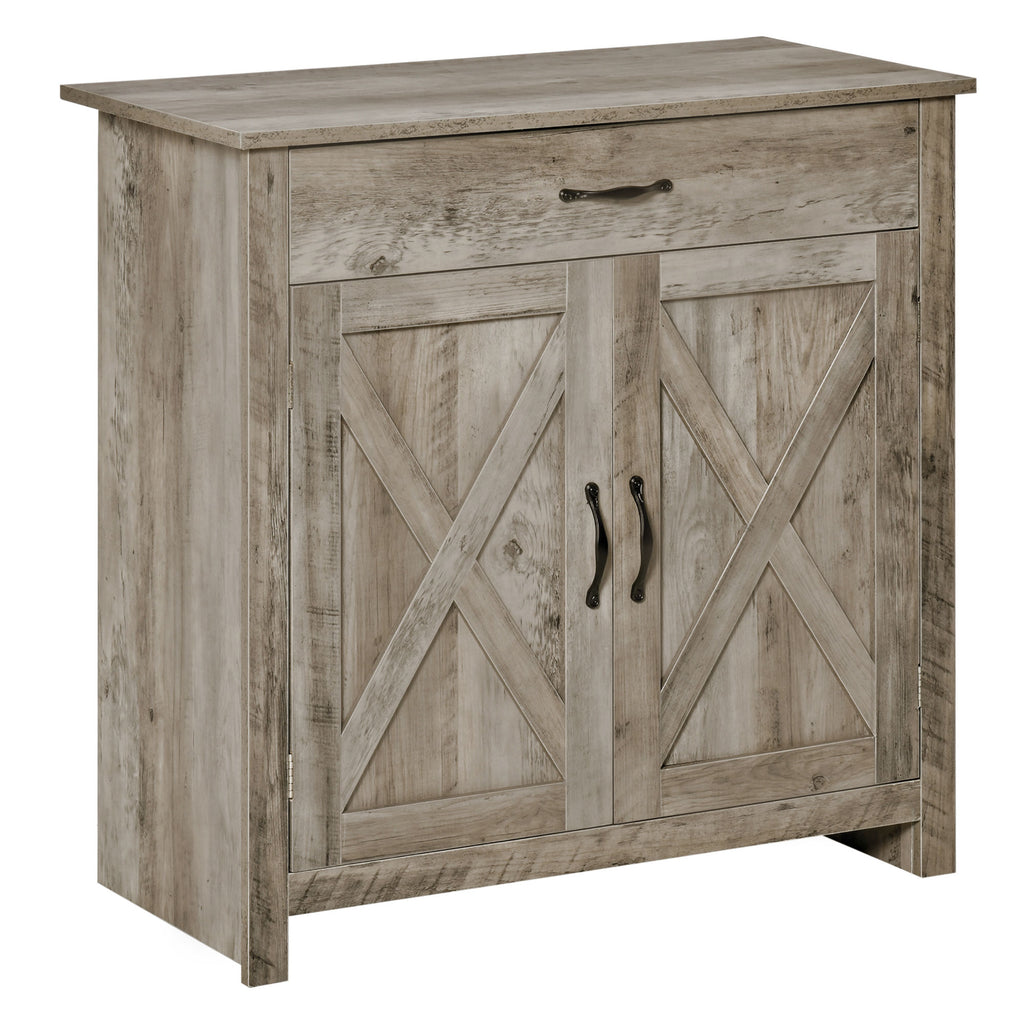 Farmhouse Sideboard Buffet Cabinet, Storage Cabinet with Barn Doors, Ash Grey