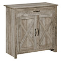 Farmhouse Sideboard Buffet Cabinet, Storage Cabinet with Barn Doors, Ash Grey