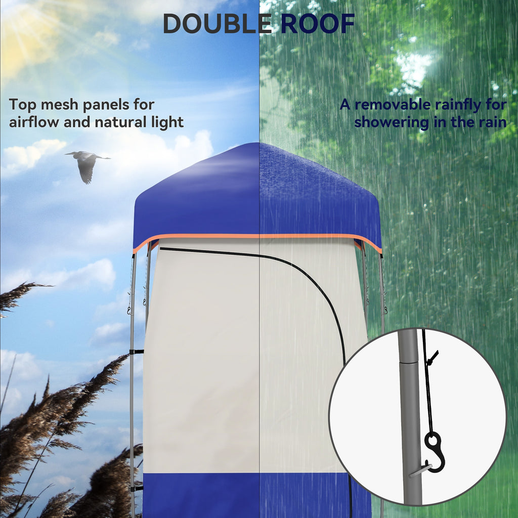 Camping Shower Tent, Portable Privacy Shelter with Solar Shower Bag, Removable Floor and Carrying Bag, Black