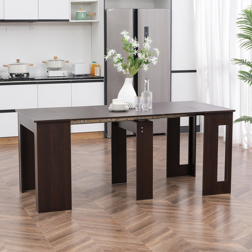 Extendable Dining Table, Expandable Kitchen Table for Small Spaces, Seats up to 6 People, Dark Brown
