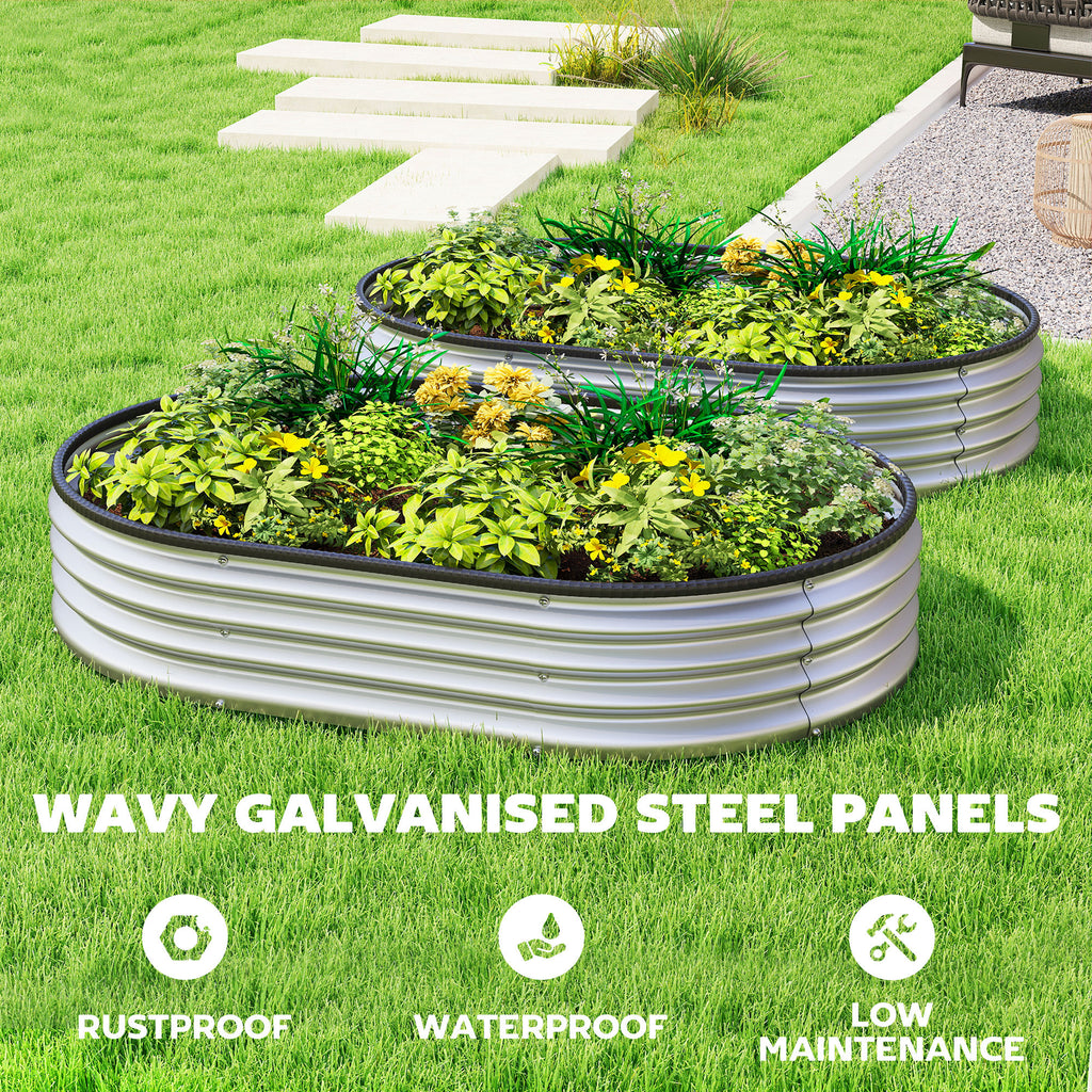 Galvanized Raised Garden Bed, 5 x 3 x 1 ft Modular Metal Garden Beds with Rubber Strip Edging, Silver