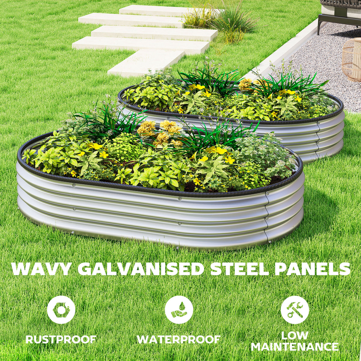 Galvanized Raised Garden Bed, 5 x 3 x 1 ft Modular Metal Garden Beds with Rubber Strip Edging, Silver
