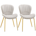 Dining Chairs Set of 2, Modern Accent Chair with Cushioned Backrest, Upholstery for Living Room, Cream White