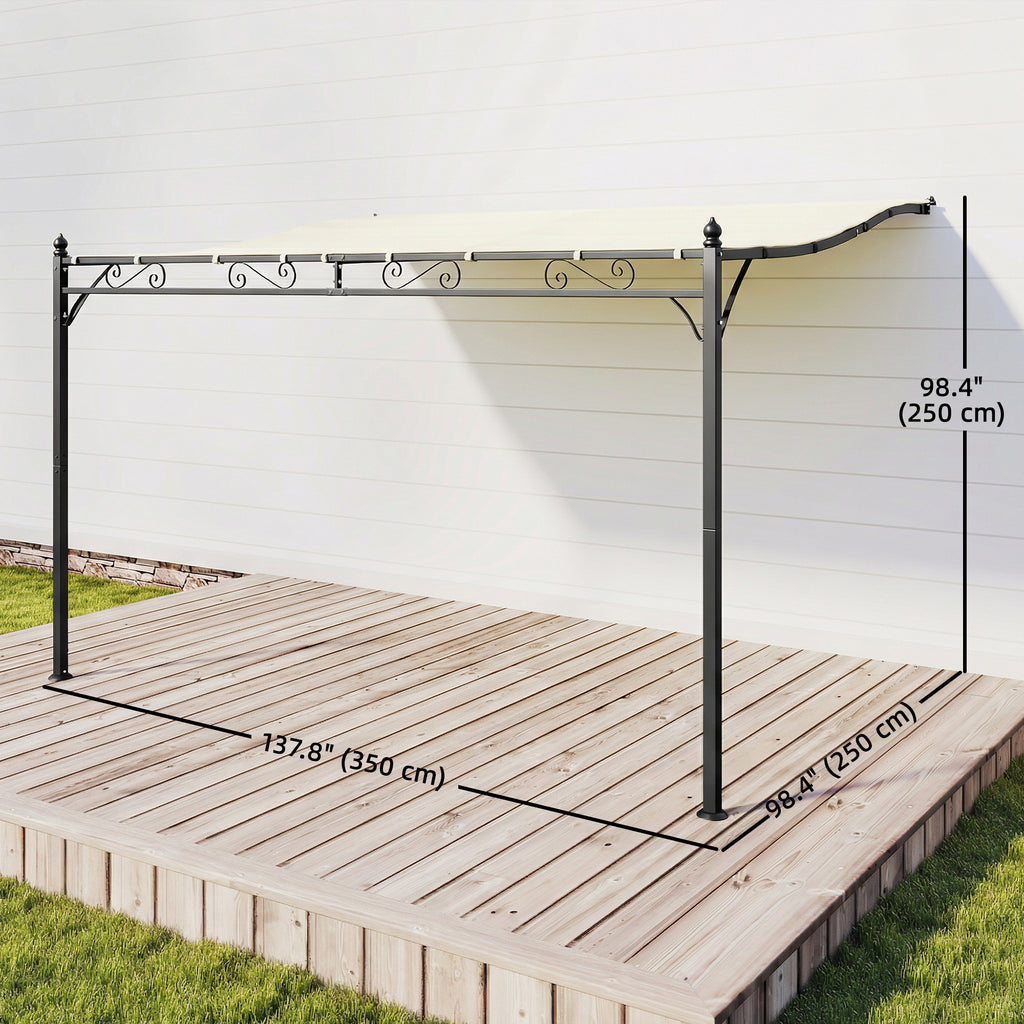 11.5' x 8.2' Outdoor Pergola, Wall Mounted Lean to Pergola with Metal Frame, UPF30+, Garden Gazebo