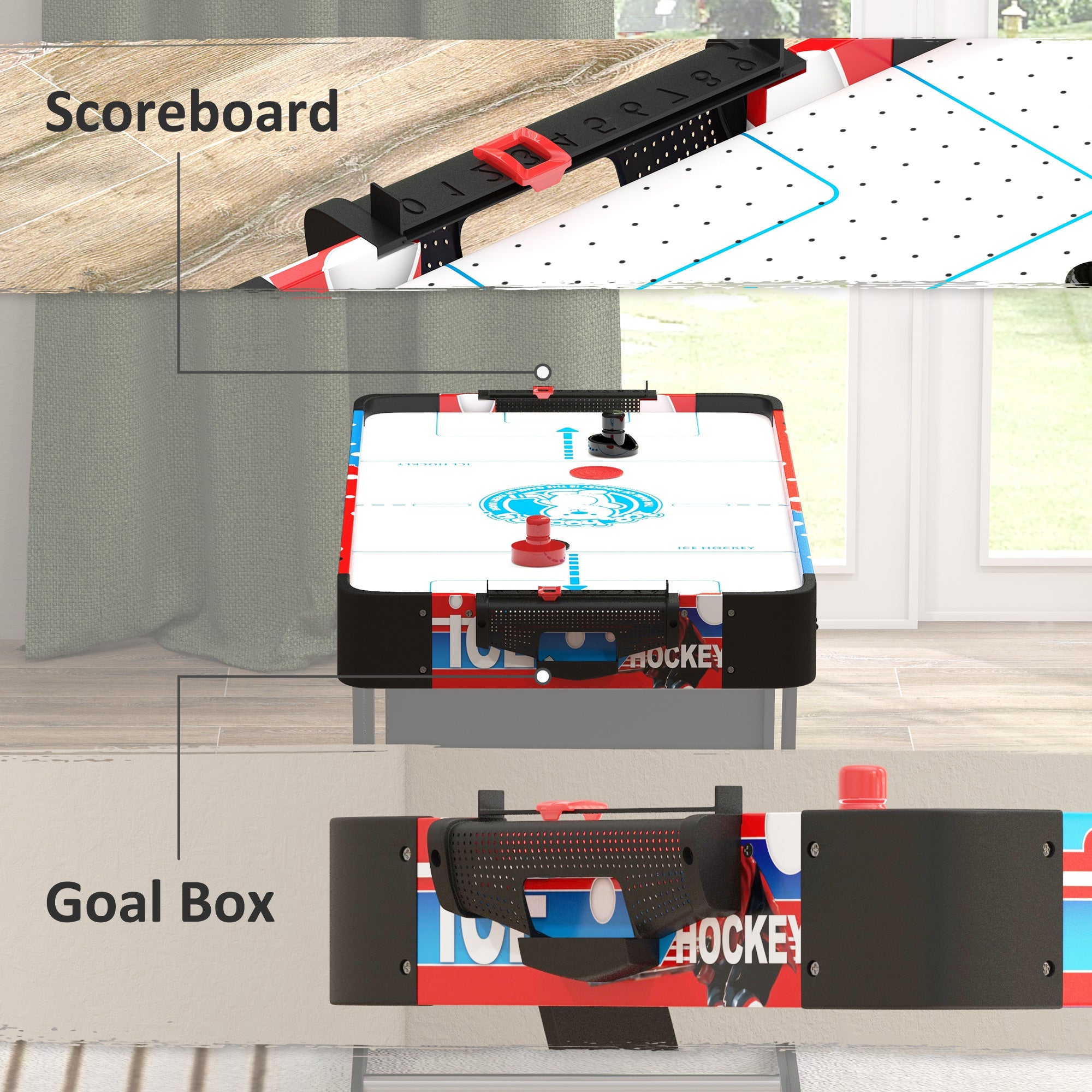 Soozier Folding Air Hockey Table 40" Arcade Table with 2 Pucks, 2 Pushers, Scoreboard for Family Game Room, Living Room, White