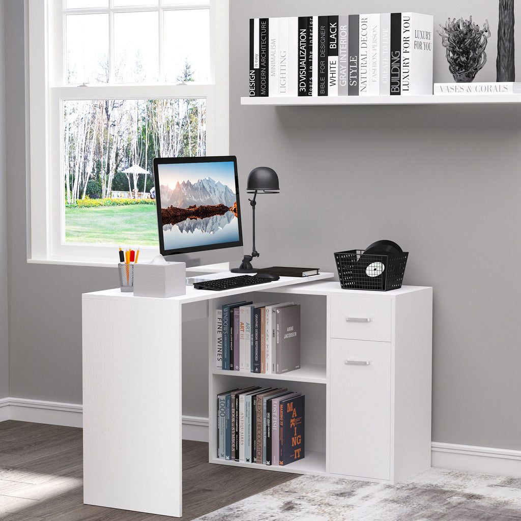 180° Rotating Home Office Corner Desk Storage Shelf Cabinet Black