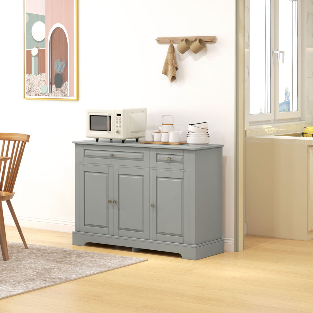 Modern Sideboard Cabinet, Buffet Cabinet with 2 Drawers and Adjustable Shelves, Buffets Tables for Dining Room, Black