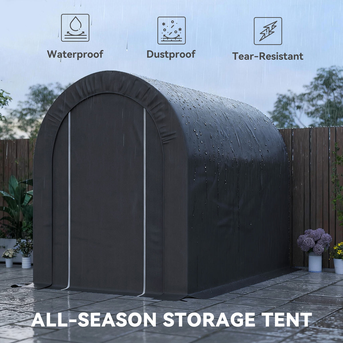 5' x 8' Outdoor Storage Shed, Heavy Duty Galvanized Steel Portable Shed for Bike, Motorcycle, Garden Tools, Black