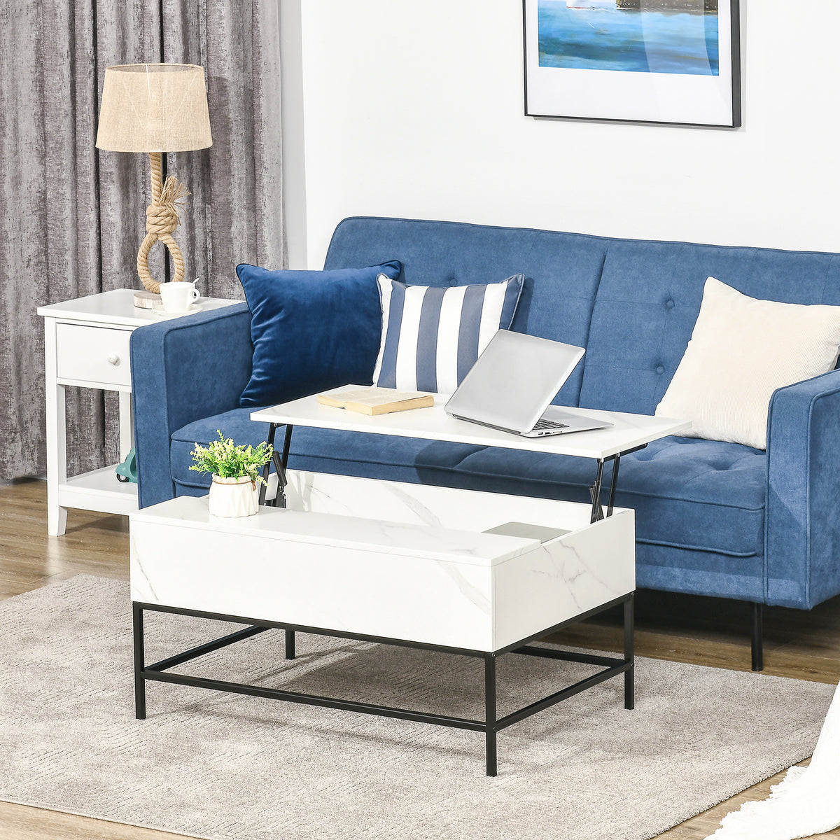 Lift Top Coffee Table with Hidden Storage Compartment Lift Tabletop Center Table for Living Room, Grey