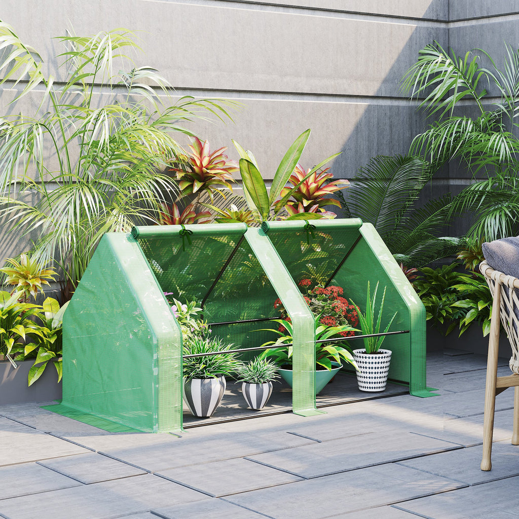 6' x 3' x 3' Portable Tunnel Greenhouse Outdoor Garden Mini with Large Zipper Doors & Water/UV PE Cover White