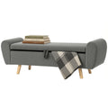 Storage Ottoman, 59" Corduroy End of Bed Storage Bench for King Size Bed with Wooden Legs and Rolled Arms, Dark Grey