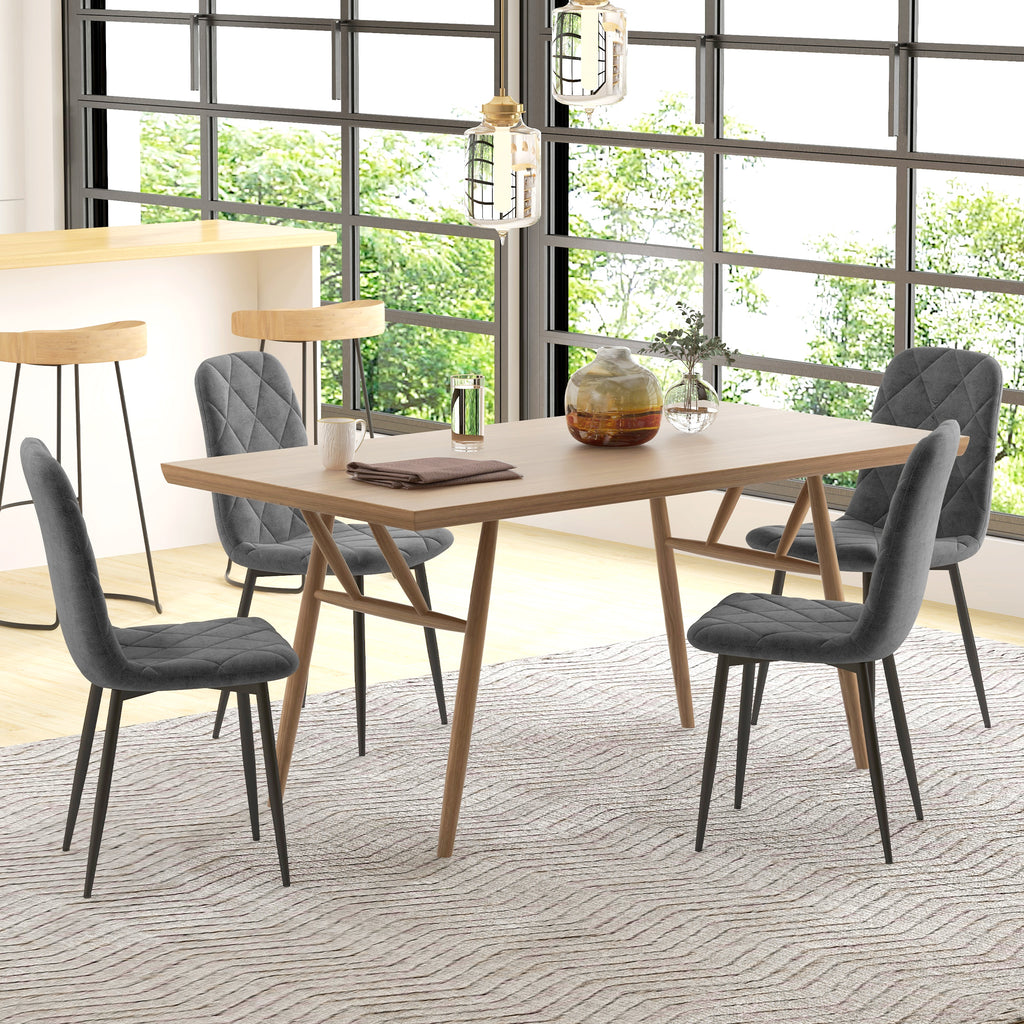 Dining Chairs Set of 4, Upholstered Dining Room Chairs with Steel Legs, Modern Kitchen Chair for Dining Room, Grey