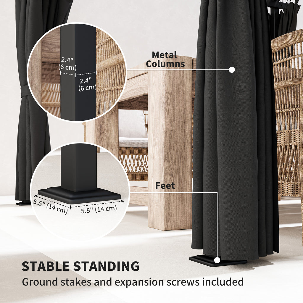 10' x 20' Metal Retractable Pergola Canopy with Sidewalls, Outdoor Gazebo UPF30+ Sun Shade Shelter for Garden, Deck