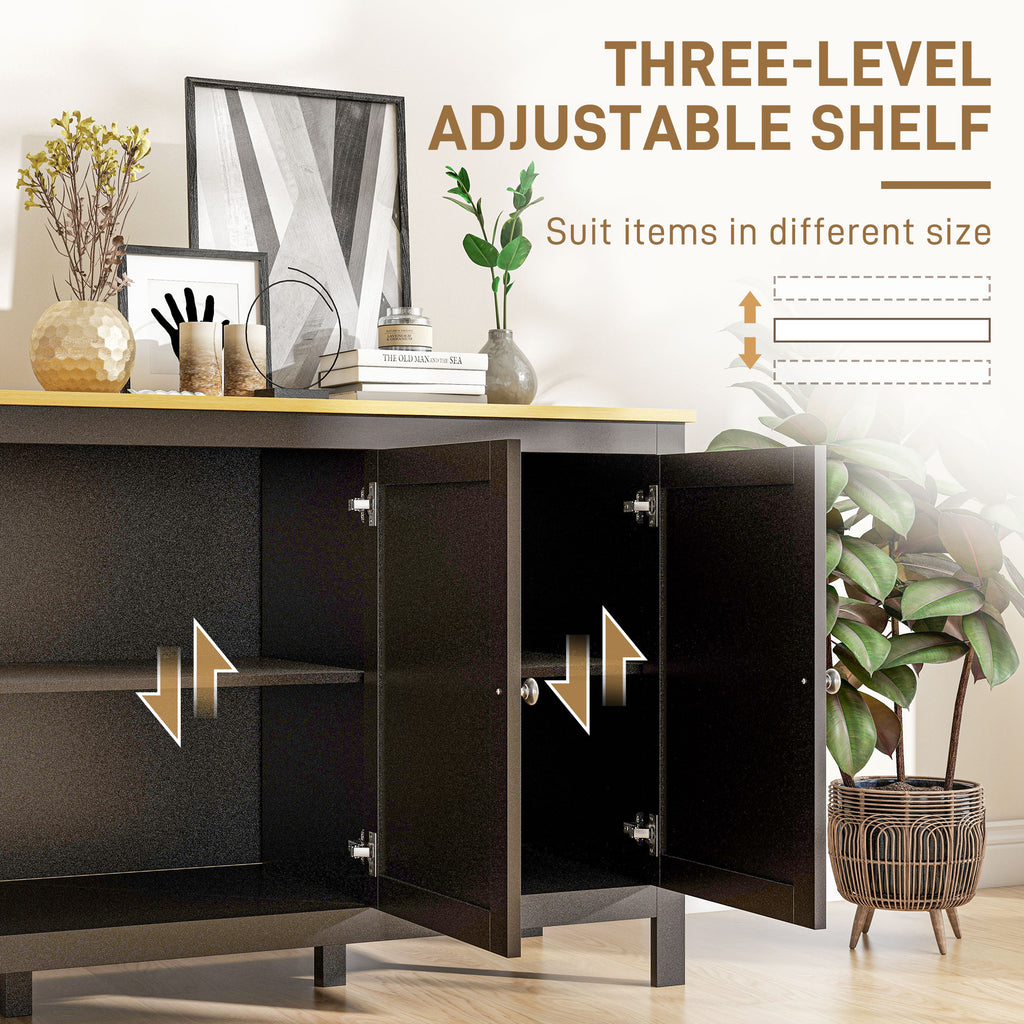 Sideboard, Buffet Cabinet with Doors and Adjustable Shelves for Living Room, Entryway, White and Natural