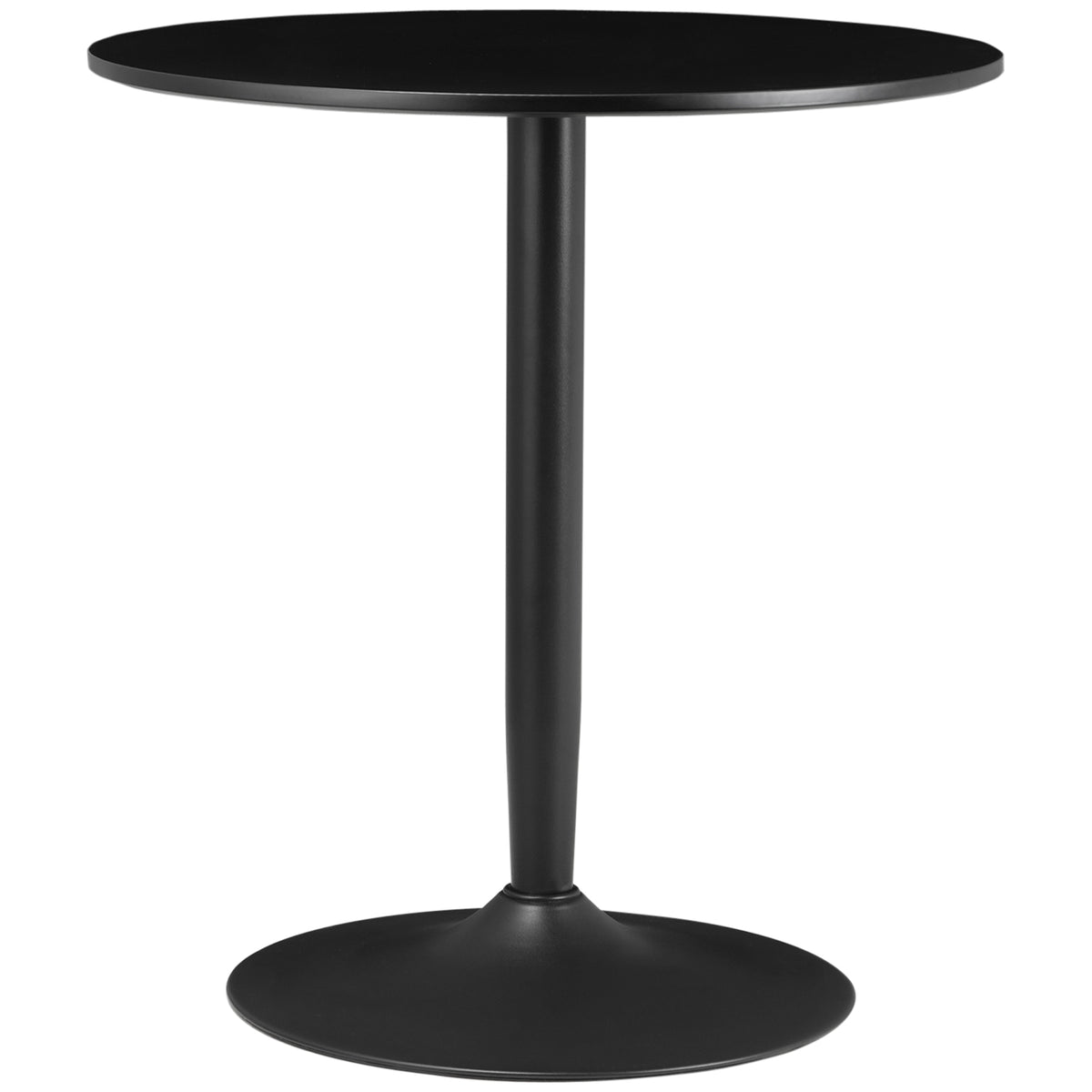 Modern Kitchen Table for 2 People, Round Dining Table with Steel Base for Living Room, Dining Room, Black