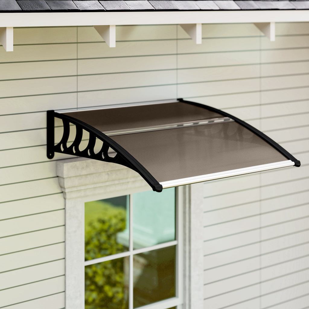 መጋረጃ በሪ ካኖፒ፣ 40.6" x 38" ፖሊካርቦኔት ቅድሚ በሪ ደገ ወይን ገላጋይ ሽፋን ባዶ ሉህ ዘለዎ ንUV መከላኸሊ፣ ቡናዊ