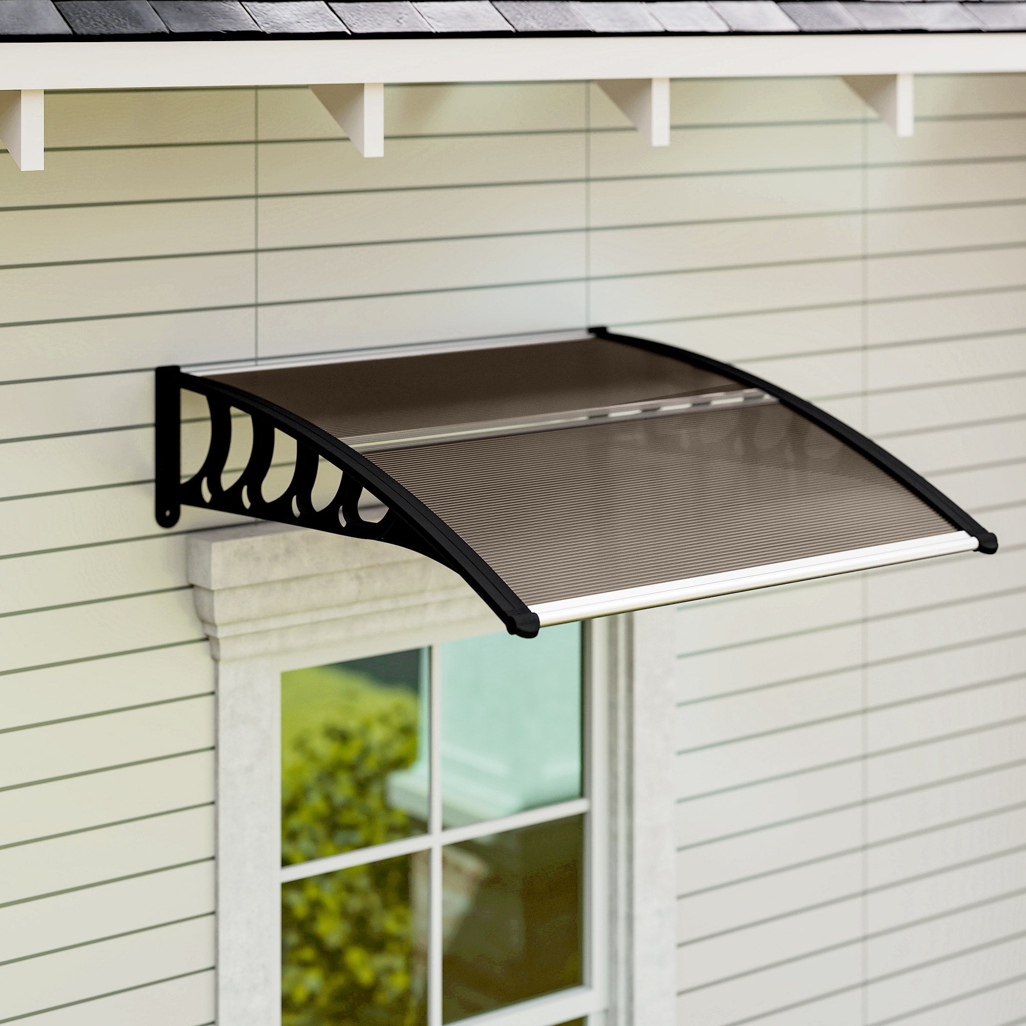 መጋረጃ በሪ ካኖፒ፣ 40.6" x 38" ፖሊካርቦኔት ቅድሚ በሪ ደገ ወይን ገላጋይ ሽፋን ባዶ ሉህ ዘለዎ ንUV መከላኸሊ፣ ቡናዊ