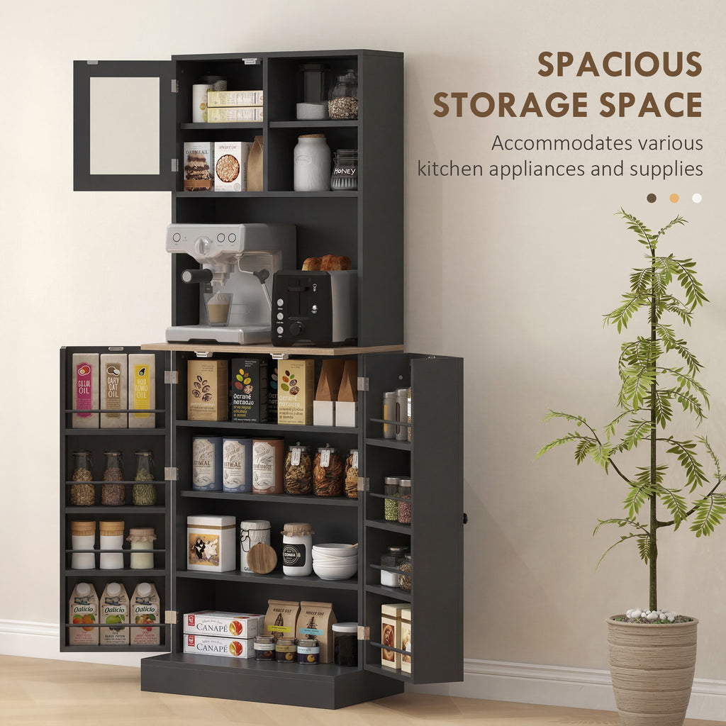 66.5" Tall Kitchen Pantry Cabinet, Kitchen Hutch, Microwave Cabinet with Adjustable Shelves for Dining Room, White