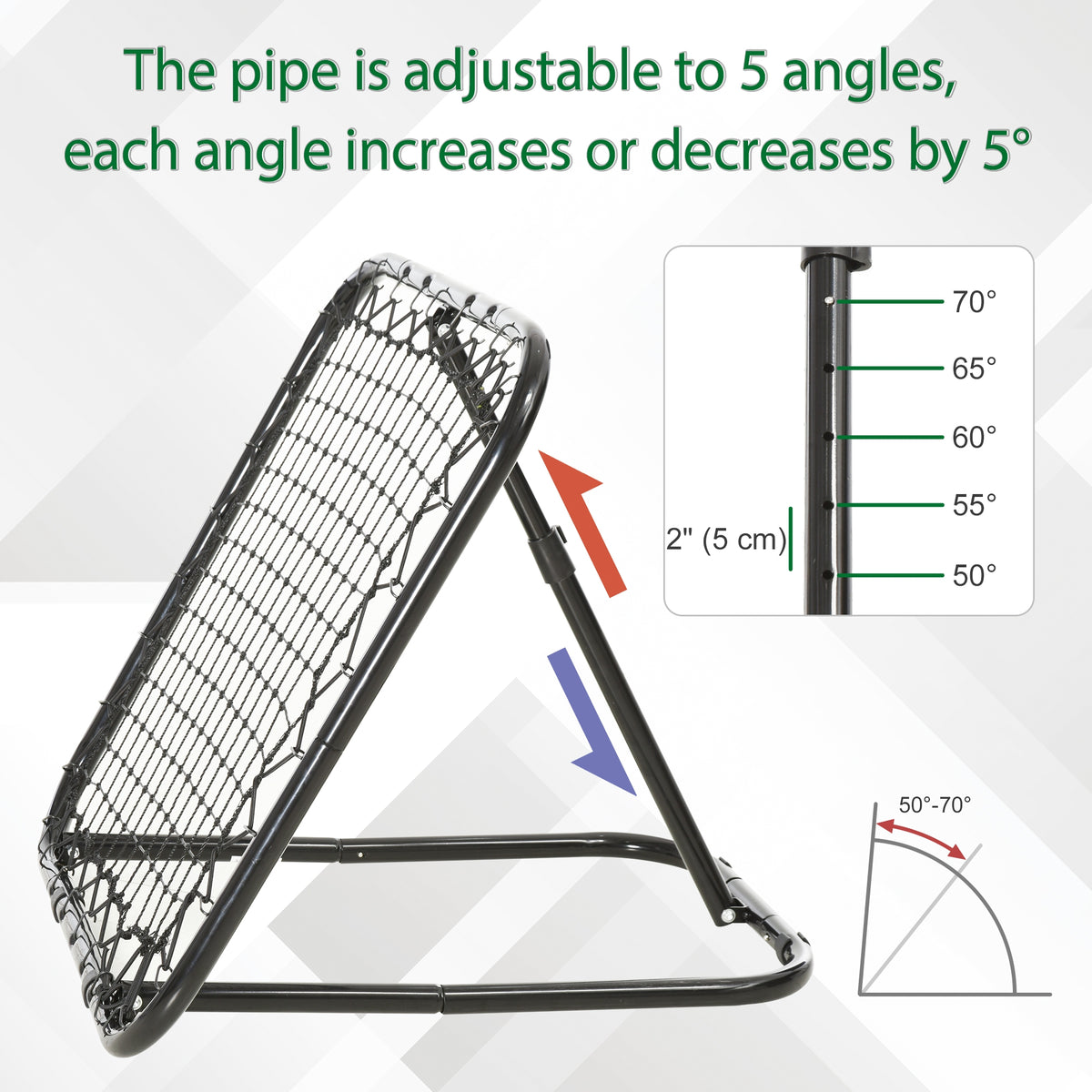 Soozier Soccer Rebounder Net, 3' x 3', Angle Adjustable Baseball Rebounder Net Training Equipment Aid with Quick Folding Design for Teens & Adults, Kickback Target Goal Play