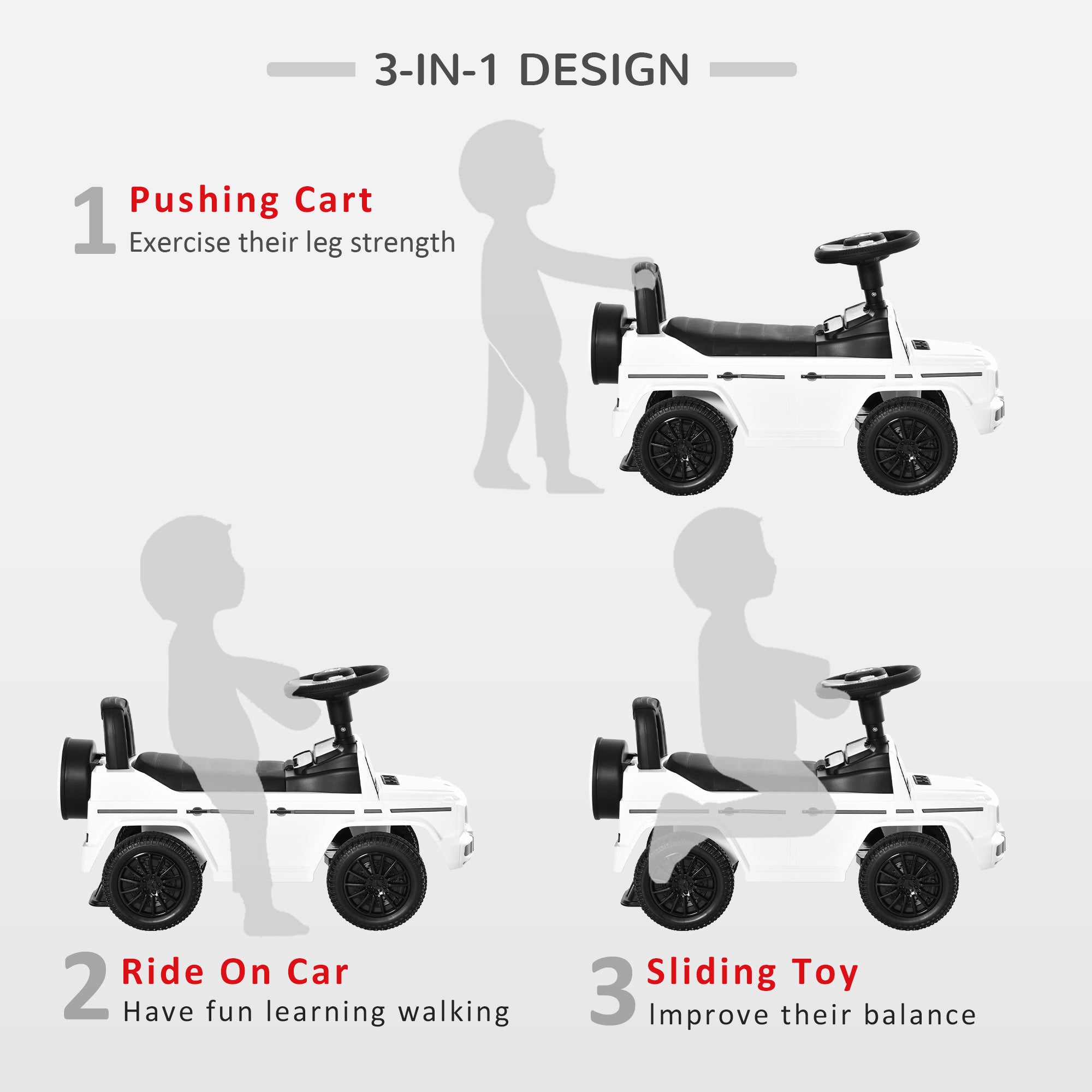 Aosom Compatible Baby Toddler Push Car Foot-to-Floor Ride-On Wheel Mercedes-Benz G350 Licensed White