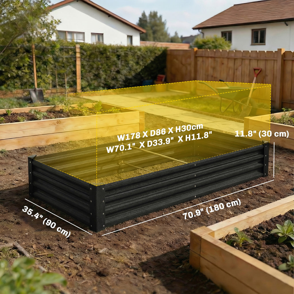 8 x 1.3 x 1.5ft Galvanized Raised Garden Bed, Reinforced Outdoor Planter Box with Open Bottom, Green