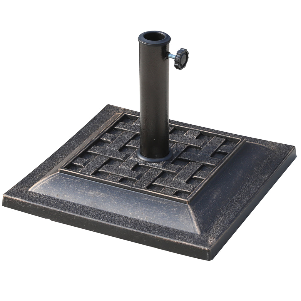 20 lbs Square Resin Patio Umbrella Stand Base Coated Pole Market Umbrella Parasol Holder Bronze