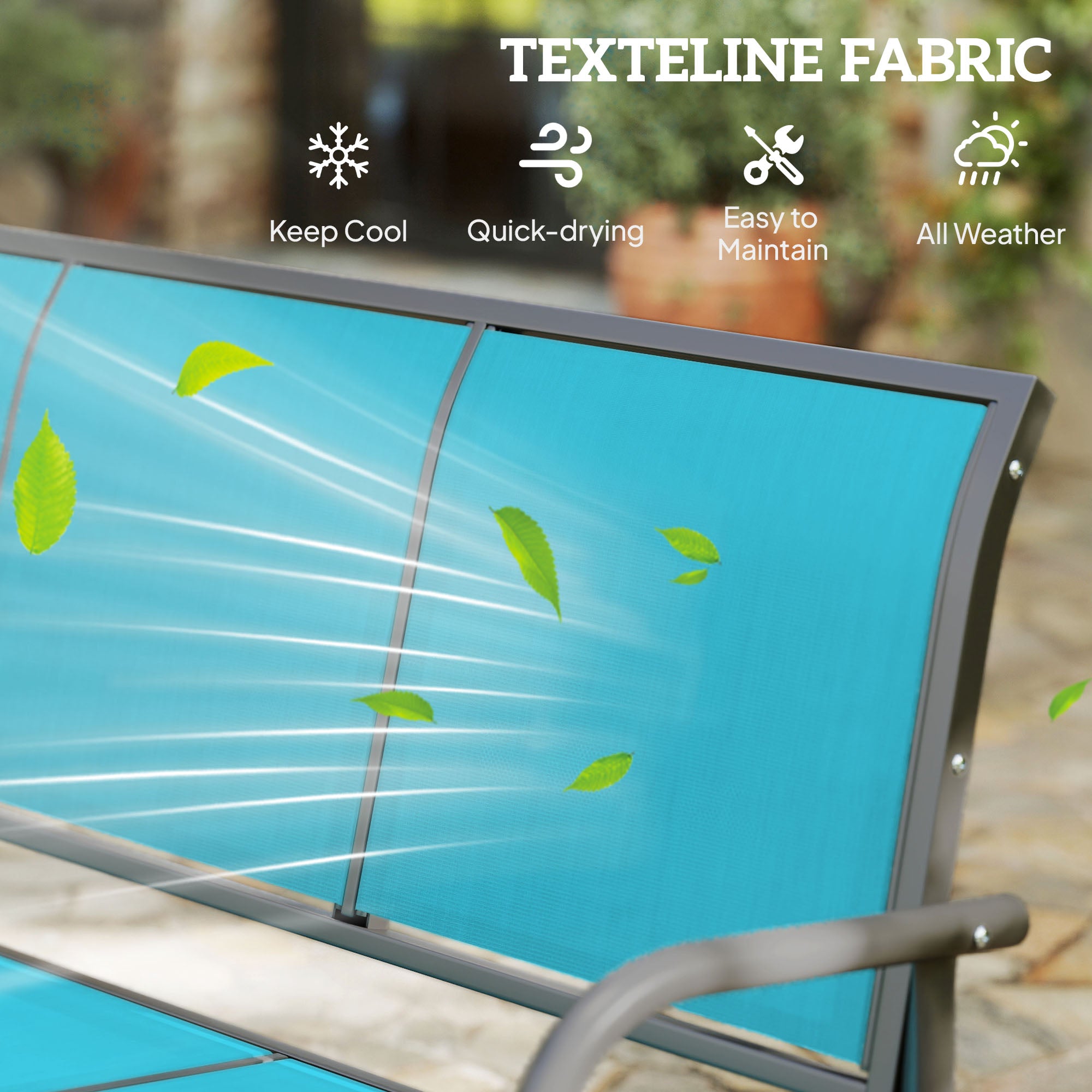 3-Seat Outdoor Glider Chair, Patio Rocking Chair, Steel Frame, Sling Fabric Seat for Garden, Backyard, Lawn, Black