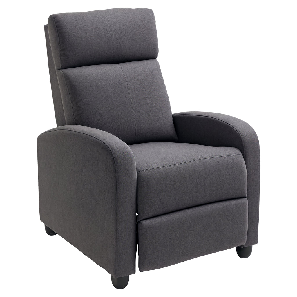 Fabric Recliner Sofa Manual Recliner, Home Theater Seating Single Reclining Sofa Chair with Padded Seat for Living Room, Dark Grey