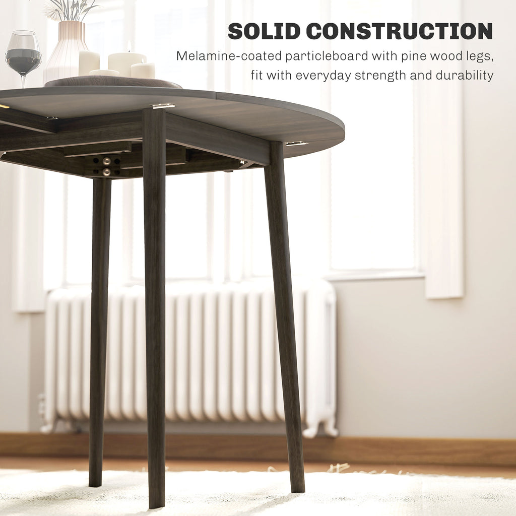 Folding Dining Table, Round Drop Leaf Kitchen Table for Small Spaces with Wood Legs, Distressed White