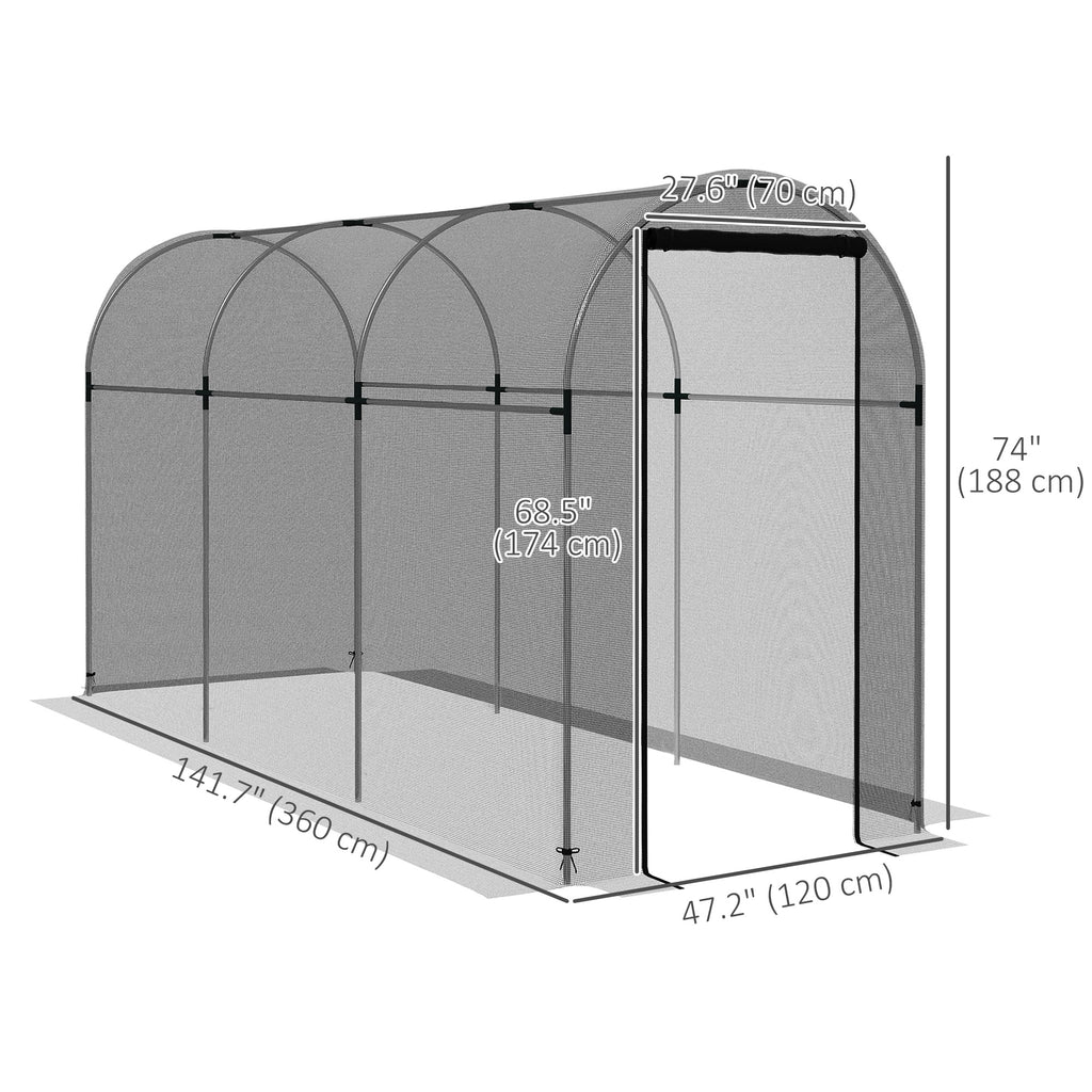 Galvanized Steel Crop Cage, Plant Protection Tent with Zippered Door, 4' x 4', Green