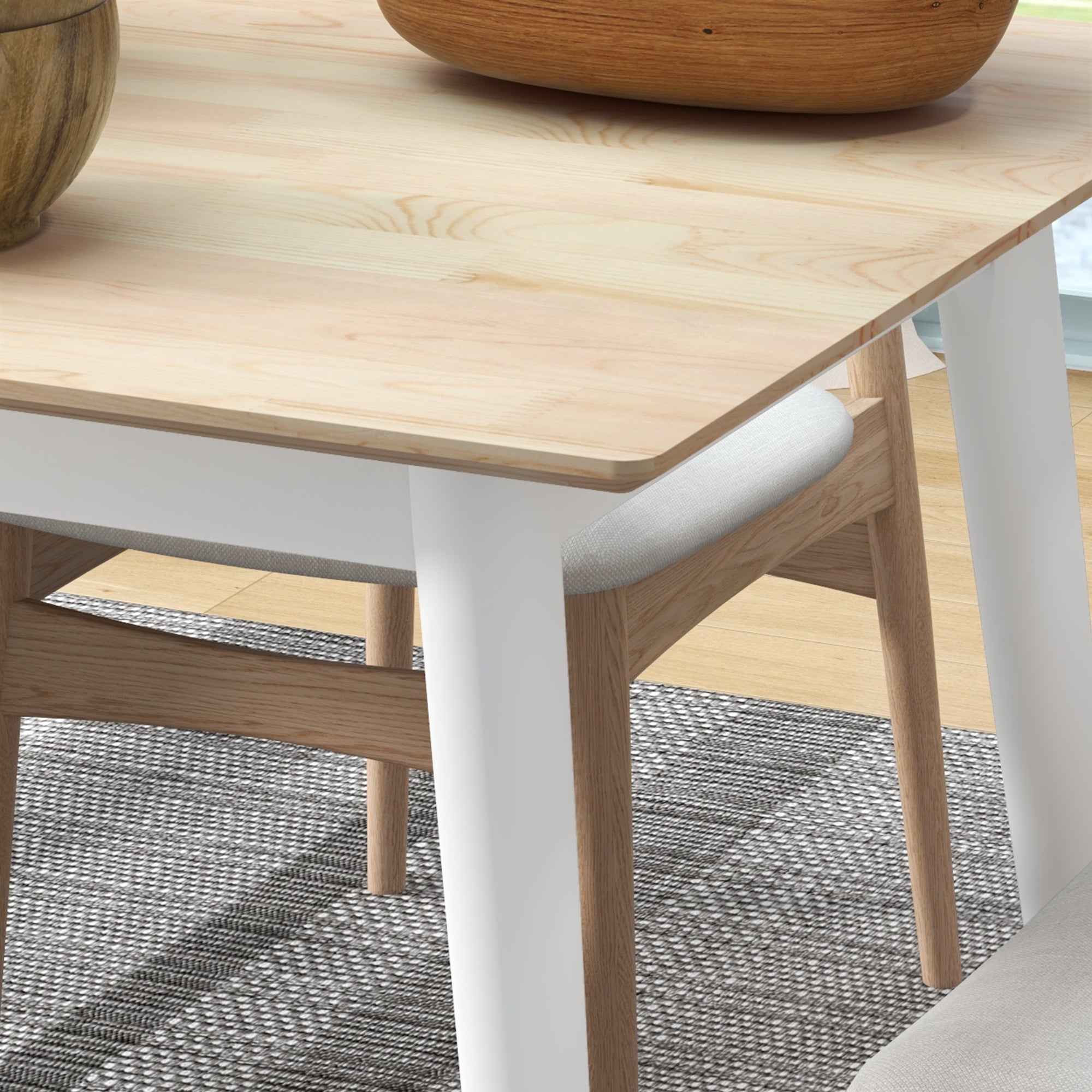 47" x 30" Dining Table, Farmhouse Dining Room Table with Pine Wood Frame, Space Saving Kitchen Table, Natural
