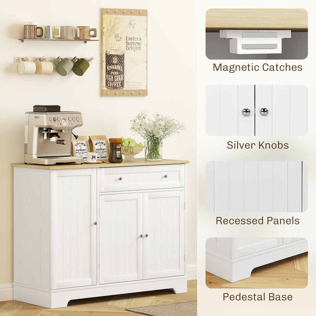 Modern Sideboard Cabinet, 41" Kitchen Buffet Cabinet with Drawer, Adjustable Shelf, 3 Doors for Dining Room, Grey