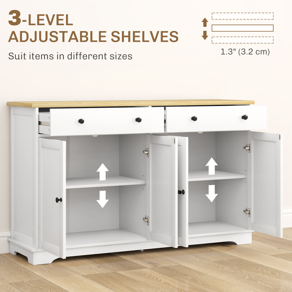Modern Sideboard, Buffet Cabinet with Storage Drawers, Adjustable Shelves for Living Room, Dining Room, Entryway, White