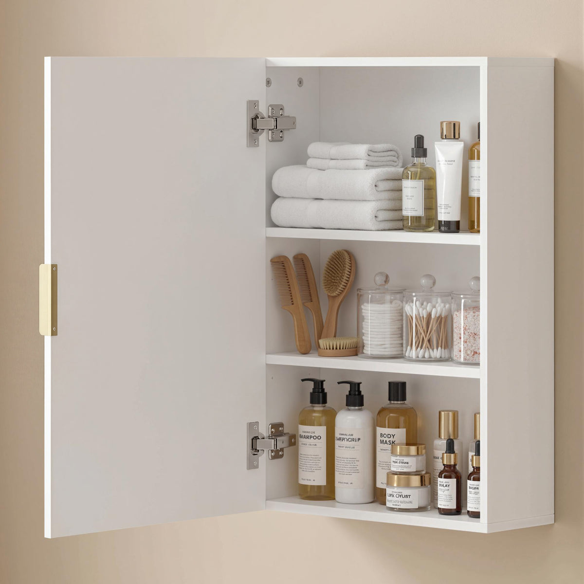 Bathroom Medicine Cabinet, Modern Wall Cabinet with Adjustable Shelves and Single Door for Laundry Room